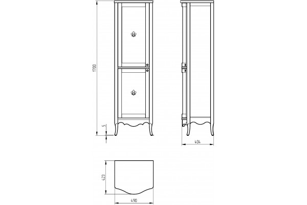 Шкаф-пенал Migliore Bella 26657 L, avorio, хром, напольный, с дверками