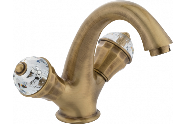 Смеситель для раковины Migliore Prestige Crystal 28011 бронза двухвентильный, высота излива 11.5 см