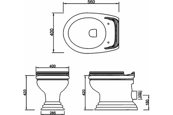 Унитаз приставной Migliore Milady ML.MLD-25.711.D1 овальный, антивсплеск, 40x56 см