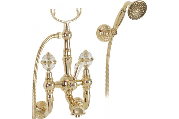 Смеситель Migliore Cristalia Swarovski ML.CRS-3702 Do для ванны с душем, двухвентильный, золото