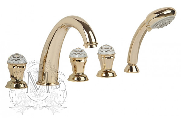 Смеситель Migliore Korona Swarovski ML.KRN-4780 Do на борт ванны двухвентильный, золото