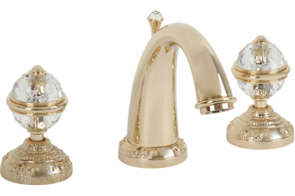 Смеситель Migliore Cristalia Swarovski ML.CRS-3712 Do для раковины двухвентильный, золото