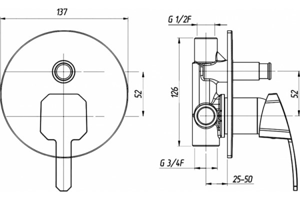 Смеситель Migliore Mercury ML.MRC-8772 Cr С ВНУТРЕННЕЙ ЧАСТЬЮ, для душа, однорычажный, хром