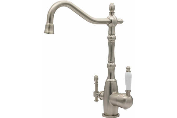 Смеситель Milacio Castellon Ceramic MC.515.SN для кухонной мойки, сатин, однорычажный, хром