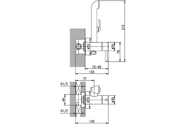 Гигиенический душ Milardo 001SBR0M08 со смесителем, С ВНУТРЕННЕЙ ЧАСТЬЮ, хром