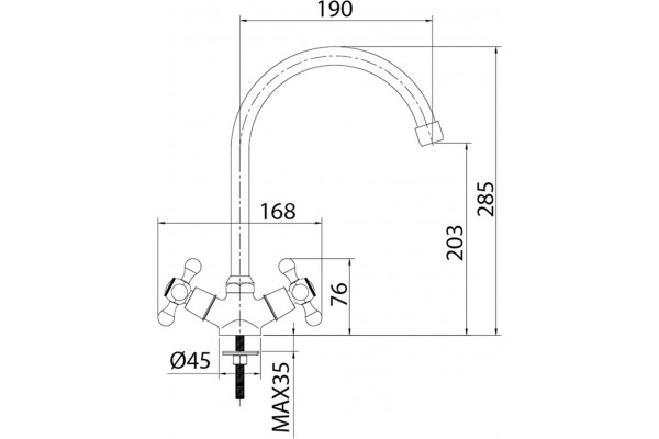 Смеситель Milardo Duplex DUPSB0JM05 для кухонной мойки двухвентильный, хром