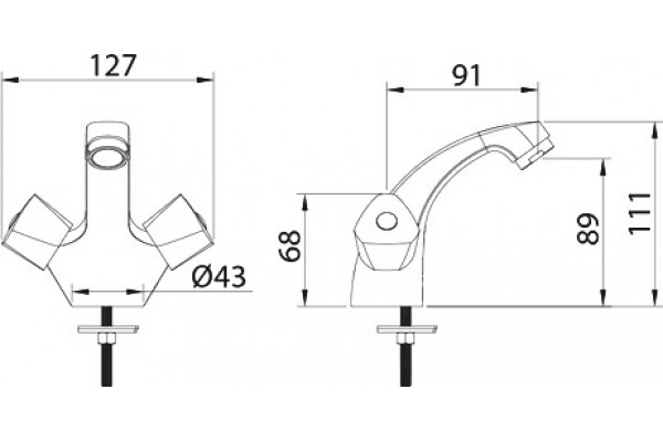 Смеситель Milardo Tring TRISB01M01 для раковины двухвентильный, хром