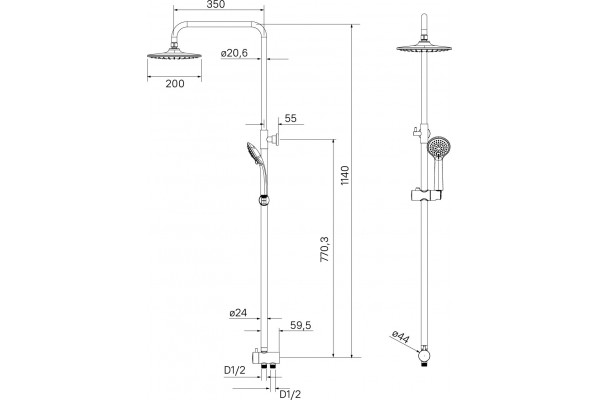 Душевая стойка Milardo Shower Set 3703F24M76 хром, штанга 114 см