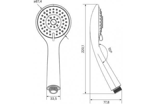 Душевая лейка Milardo Hand Shower 3803F87M18 хром, штанга 22.01 см