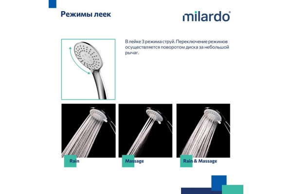 Смеситель для ванны с душем Milardo Demi DEMSB02M02, однорычажный, хром