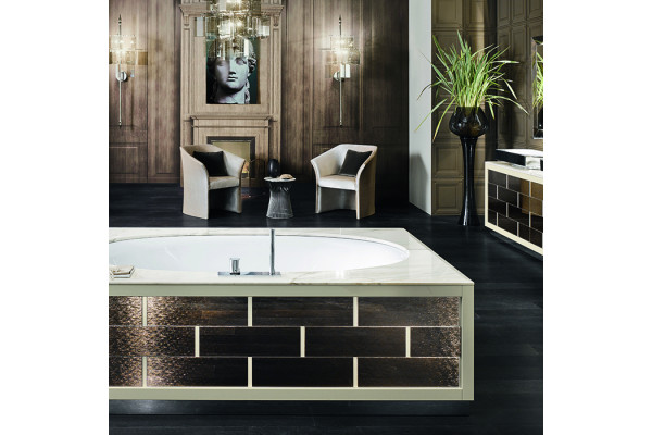 VITAGE milldue edition Ritz Основание для отдельностоящей ванны 2090х1250х615 мм. цоколь сталь рама глянц лак Mandorla отделка стекло Golden crash 1818.76.113.98