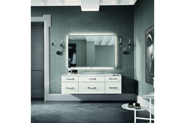 VITAGE milldue edition Hilton Столешница п/рак 162х52.2хh3.8см c3отв. лак. стекло/сталь цвет: bianco-41/Acciaio lucido-98 4054.162.41.98