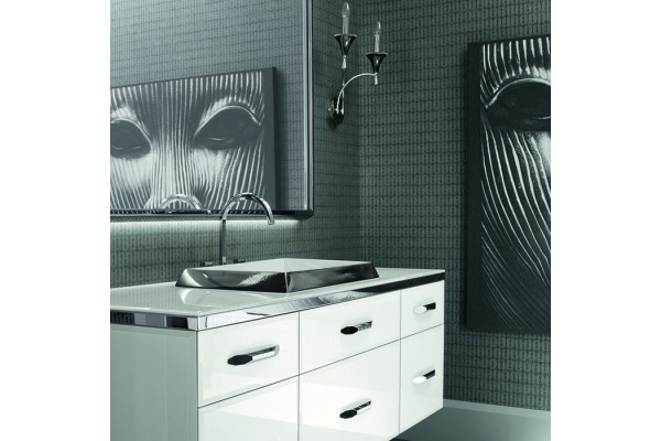 VITAGE milldue edition Hilton Столешница п/рак 162х52.2хh3.8см c3отв. лак. стекло/сталь цвет: bianco-41/Acciaio lucido-98 4054.162.41.98