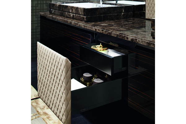 VITAGE milldue edition Four Seasons Тумба под раковину 900х555х354 мм. 1 ящик профиль сталь цвет глянцевый шпон Ebano 3504.779.98