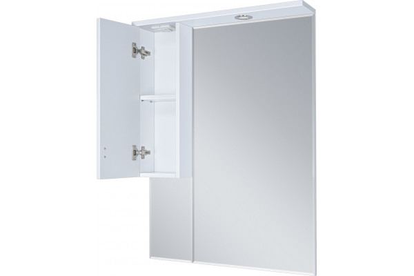 Зеркало Misty Дива 65 L c подсветкой, белое, с доводчиками, ручки хром