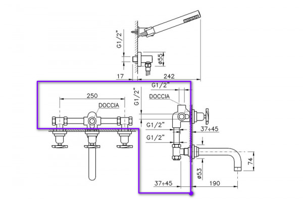 Nicolazzi C2203 Встраиваемая часть для смесителя со стены