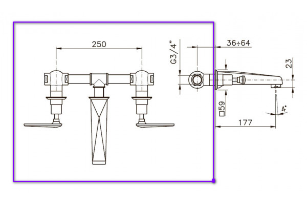 Nicolazzi C1077DX Встраиваемая часть для смесителя со стены