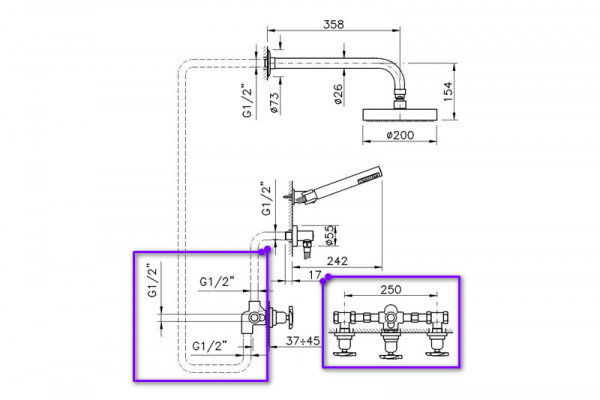 Nicolazzi C2233DX Встраиваемая часть для смесителя для душа со стены
