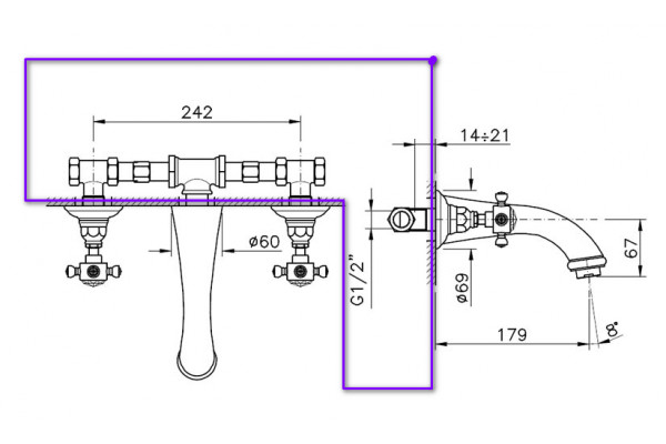 Nicolazzi C2177 Встраиваемая часть для смесителя со стены