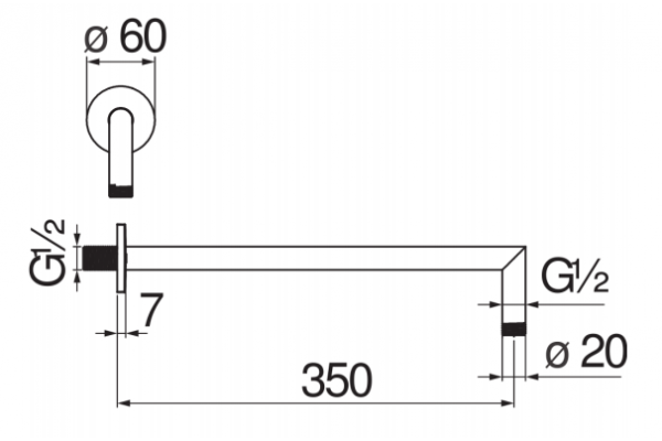 Кронштейн для душа Nobili AD138/44WM Polar white 350 мм, матовый белый