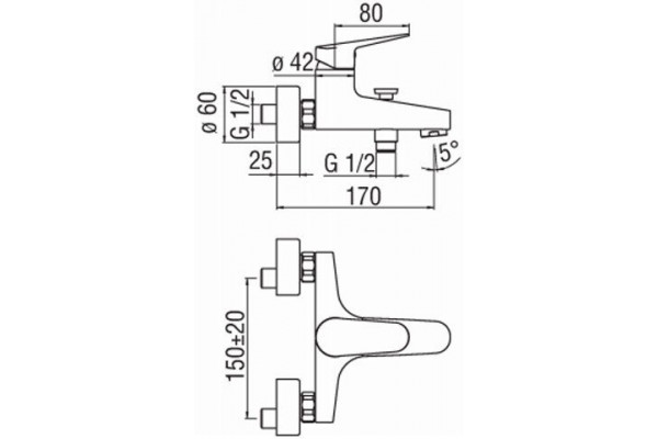 Смеситель для ванны NOBILI Blues BS101110/1CR