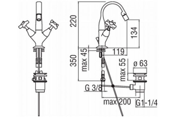 Смеситель для биде NOBILI Carlos Primero T3 CP219/1T3CR