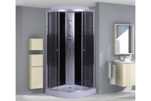 Душевая кабина Niagara Eco NG-4502-08 BLACK четверть круга, поддон низкий