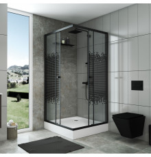 Душевой уголок Niagara Eco NG-008-14Q black мозаика, с поддоном, квадратный, двери раздвижные