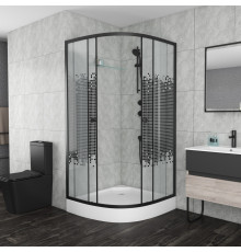 Душевой уголок Niagara Eco NG-003-14 black мозаика, с поддоном, четверть круга, двери раздвижные