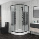 Душевой уголок Niagara Eco NG-003-14 black мозаика, с поддоном, четверть круга, двери раздвижные