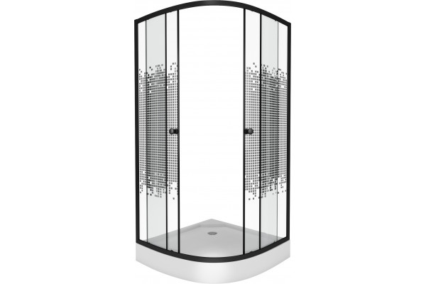 Душевой уголок Niagara Eco NG-003-14 black мозаика, с поддоном, четверть круга, двери раздвижные