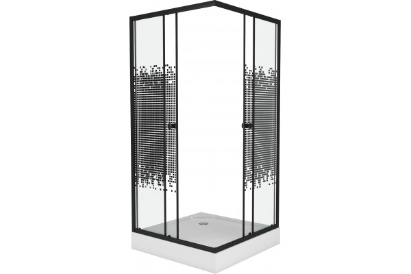 Душевой уголок Niagara Eco NG-009-14Q black мозаика, с поддоном, квадратный, двери раздвижные