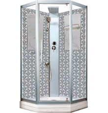 Душевая кабина Niagara Lux NG-7717WBK 100х100x210 серебро поддон низкий, стекло прозрачное