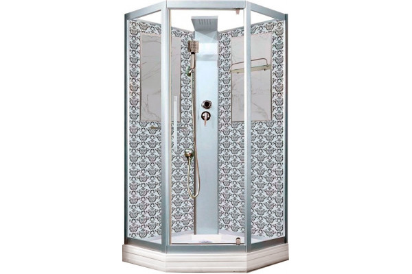 Душевая кабина Niagara Lux NG-7717WBK 100х100x210 серебро поддон низкий, стекло прозрачное
