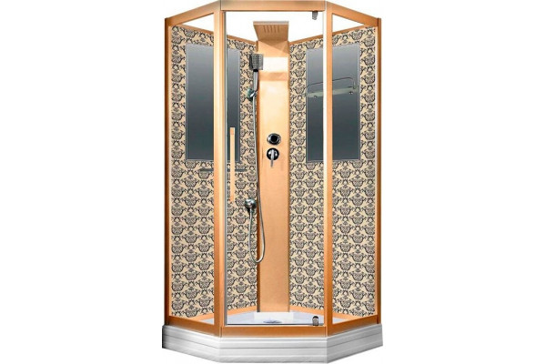 Душевая кабина Niagara Lux NG-7799GBK 90х90x210 золото поддон низкий, стекло прозрачное