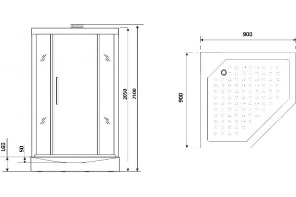 Душевая кабина Niagara Lux NG-7799GBK 90х90x210 золото поддон низкий, стекло прозрачное