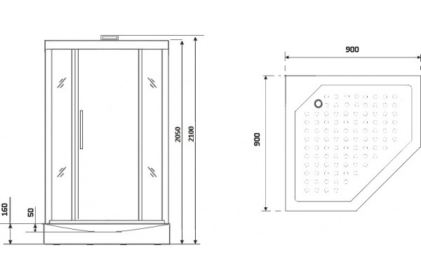 Душевая кабина Niagara Lux NG-7799WBK 90х90x210 серебро поддон низкий, стекло прозрачное