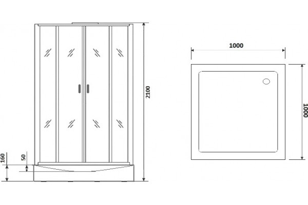 Душевая кабина Niagara Premium NG-6002-01GQ 100х100х210 квадратная, поддон низкий