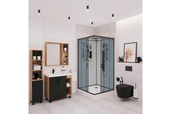 Душевая кабина Niagara Premium NG-6901-01GQ BLACK 90х90х210 черная квадратная, поддон низкий