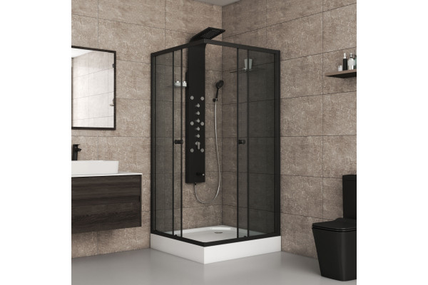 Душевой уголок Niagara Eco NG-009-14QT тонированное, с поддоном, квадратный, двери раздвижные