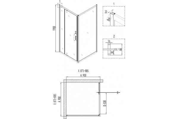 Душевой уголок Niagara Nova NG-6801-08 BLACK 90x90, квадратный, стекло прозрачное
