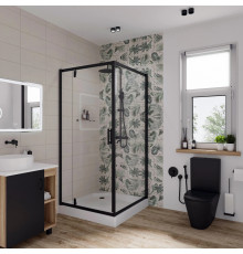 Душевой уголок Niagara Nova NG-6802-08 BLACK 100x100, квадратный, черный, двери распашные, стекло прозрачное