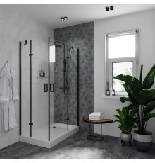 Душевой уголок Niagara Nova NG-6818-08 BLACK 120x90, прямоугольный, черный, двери распашные, стекло прозрачное