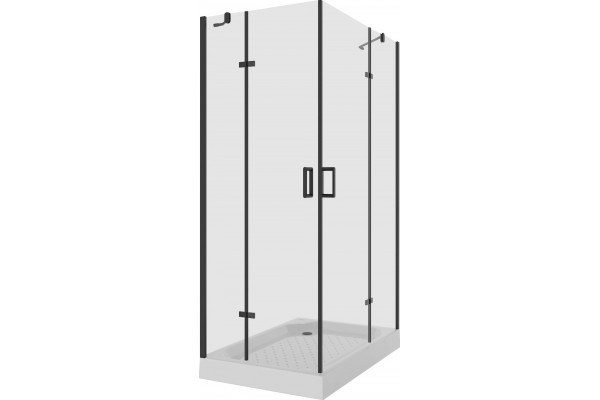 Душевой уголок Niagara Nova NG-6817-08 BLACK 120x80, прямоугольный, черный, двери распашные, стекло прозрачное