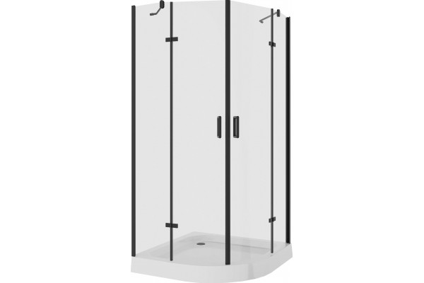 Душевой уголок Niagara Nova NG-6816-08 BLACK 100x100, четверть круга, черный, двери распашные, стекло прозрачное