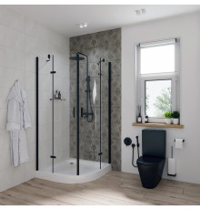 Душевой уголок Niagara Nova NG-6815-08 BLACK 90x90, четверть круга, черный, двери распашные, стекло прозрачное