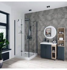Душевой уголок Niagara Nova NG-6813-08 BLACK 90x90, квадратный, черный, двери распашные, стекло прозрачное