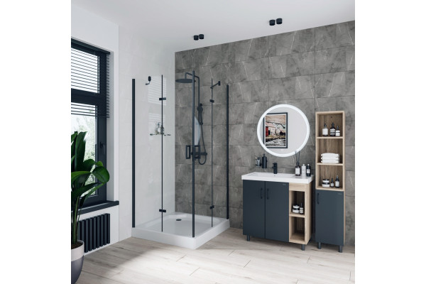 Душевой уголок Niagara Nova NG-6813-08 BLACK 90x90, квадратный, черный, двери распашные, стекло прозрачное