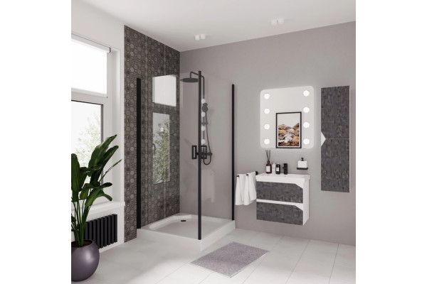 Душевой уголок Niagara Nova NG-6803-08 BLACK 90x90, квадратный, черный, двери распашные, стекло прозрачное