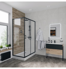 Душевой уголок Niagara Nova NG-6812-08 BLACK 120x80, прямоугольный, черный, двери раздвижные, стекло прозрачное